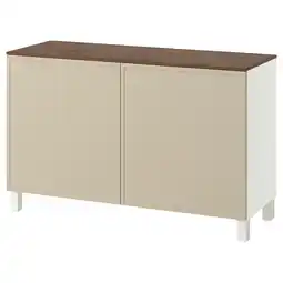 IKEA BestÅ Oppbevaring med dører, hvit/krukmakare beige, 120x42x75 cm tilbud