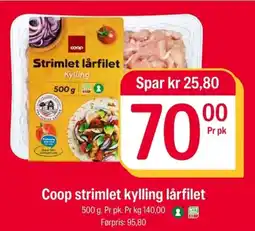 Coop Extra Coop strimlet kylling lårfilet tilbud