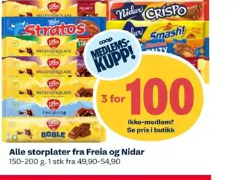 Alle storplater fra Freia og Nidar