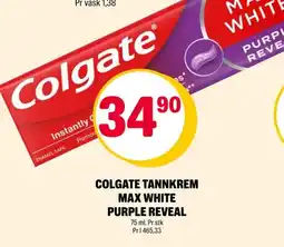 Coop Extra Colgate Tannkrem Max white purple reveal tilbud