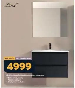 Megaflis Lind Bellevue 80 baderomsmøbel matt sort tilbud