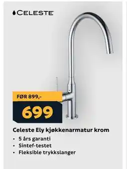 Megaflis Celeste Ely kjøkkenarmatur krom tilbud
