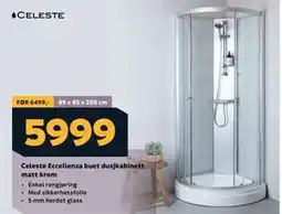 Megaflis Celeste Eccellenza buet dusjkabinett matt krom tilbud