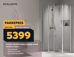Megaflis Celeste MH200 leddet dusjdør krom venstre+høyre tilbud