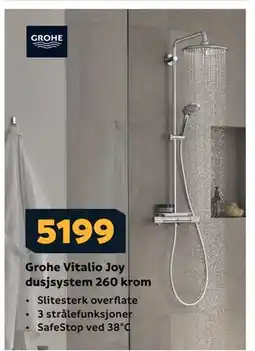 Megaflis Grohe Vitalio Joy dusjsystem 260 krom tilbud
