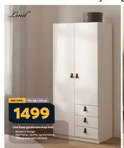 Megaflis Lind Base garderobeskap hvit tilbud