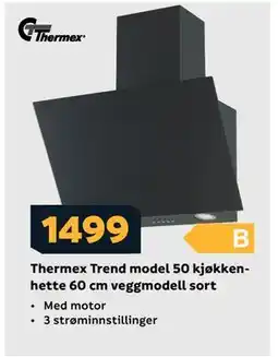 Megaflis Thermex Trend model 50 kjøkkenhette 60 cm veggmodell sort tilbud