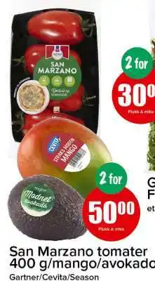 Spar San Marzano tomater 400 g/mango/avokado tilbud