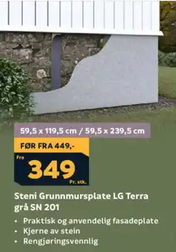 Megaflis Steni grunnmursplate lg terra grå sn 201 tilbud