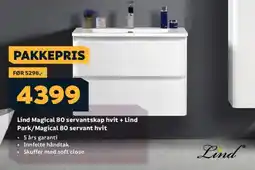 Megaflis LIND Magical 80 servantskap hvit + lind park/magical 80 servant hvit tilbud