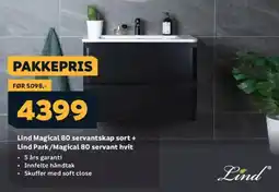 Megaflis LIND Magical 80 servantskap sort + lind park/magical 80 servant hvit tilbud
