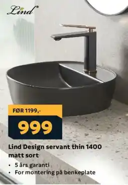 Megaflis LIND Design servant thin 1400 matt sort tilbud