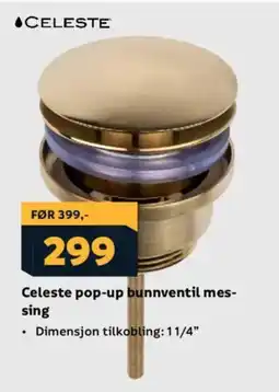 Megaflis CELESTE Pop-up bunnventil mes- sing tilbud