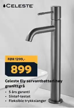 Megaflis CELESTE Ely servantbatteri høy granittgrå tilbud