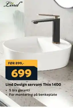 Megaflis LIND Design servant thin 1400 tilbud