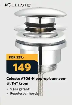 Megaflis CELESTE A706-H pop-up bunnven- til 1/4" krom tilbud