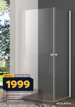 Megaflis Celeste rett dusjhjørne hvit tilbud