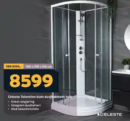 Megaflis CELESTE Tolentino buet dusjkabinett hvit tilbud