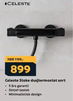 Megaflis CELESTE Stoke dusjtermostat sort tilbud