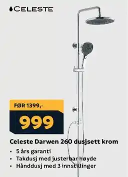 Megaflis CELESTE Darwen 260 dusjsett krom tilbud
