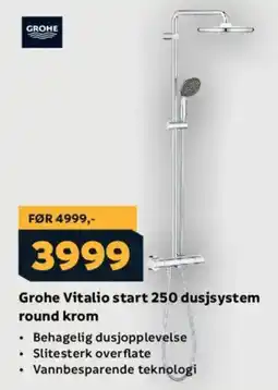 Megaflis GROHE Vitalio start 250 dusjsystem round krom tilbud