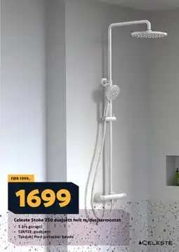 Megaflis CELESTE Stoke 250 dusjsett hvit m/dusjtermostat tilbud