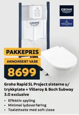 Megaflis GROHE Rapid sl project sisterne u/ trykkplate + villeroy & boch subway 3.0 exclusive tilbud