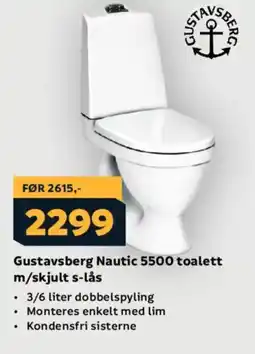 Megaflis GUSTAVBERG Nautic 5500 toalett m/skjult s-lås tilbud