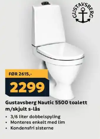GUSTAVBERG Nautic 5500 toalett m/skjult s-lås