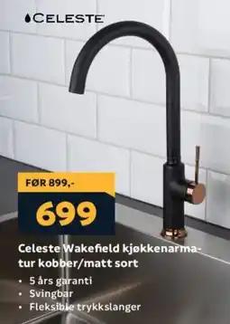 Megaflis CELESTE Wakefield kjøkkenarma- tur kobber/matt sort tilbud