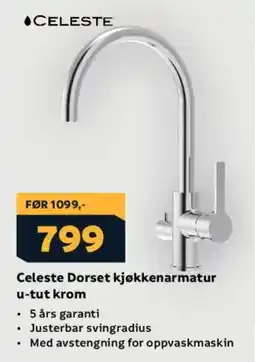 Megaflis CELESTE Dorset kjøkkenarmatur u-tut krom tilbud