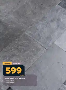 Megaflis Skifer silver grey natural tilbud