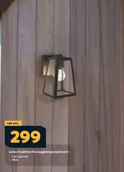 Megaflis Lutec tradition fia vegglampe matt sort tilbud