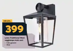 Megaflis Lutec traditional west vegglampe matt sort tilbud