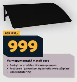 Megaflis Varmepumpetak i metall sort tilbud
