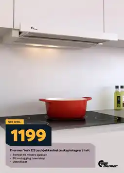 Megaflis THERMEX York iii lux kjøkkenhette skapintegrert hvit tilbud