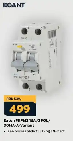 Megaflis EGANT Eaton pkpm2 16a/2pol/ 30ma-a-variant tilbud