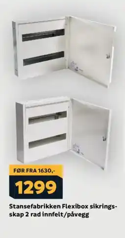 Megaflis Stansefabrikken flexibox sikrings- skap 2 rad innfelt/påvegg tilbud