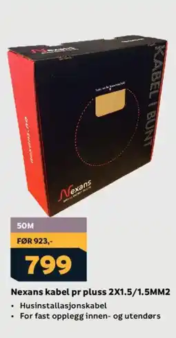 Megaflis NEXANS Kabel pr pluss 2X1.5/1.5MM2 tilbud