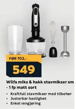 Megaflis Wilfa miks & hakk stavmikser sm -1 fp matt sort tilbud