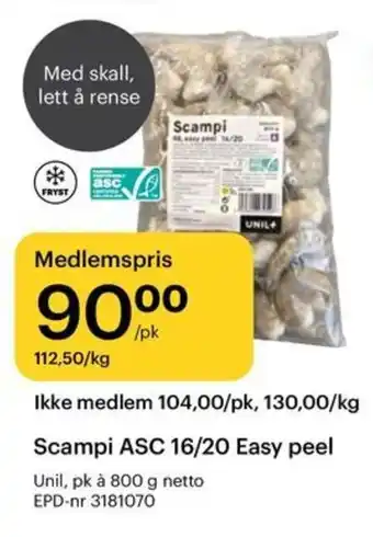 Storcash UNIL Scampi asc 16/20 easy peel tilbud