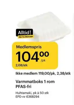 Storcash Varmmatboks 1 rom PFAS-fri tilbud