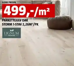 Bauhaus Parkettgulv oak storm 1-stav 2,26m²/pk tilbud