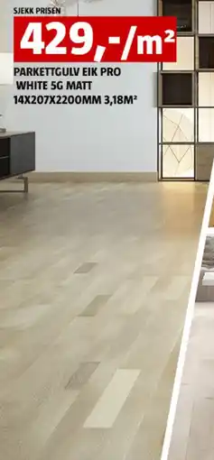 Bauhaus Parkettgulv eik pro white 5g matt tilbud