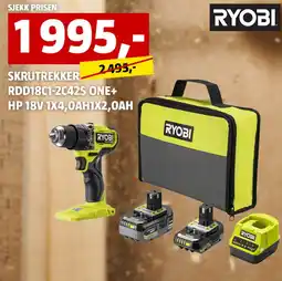 Bauhaus Skrutrekker rdd18c1-2c42s one+ hp 18v 1x4,0ah1x2,0ah tilbud