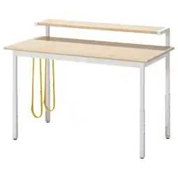 IKEA Utvisning Gamingbord med hylle, askemønstret/hvit, 120x60 cm tilbud