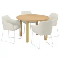 IKEA Stockholm 2025 / tossberg Bord og 4 stoler, eikefiner/hvit Gunnared beige, 115 cm tilbud