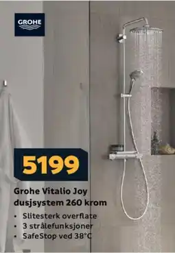 Megaflis Grohe Vitalio Joy dusjsystem 260 krom tilbud