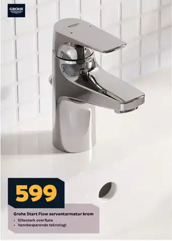 Megaflis Grohe Start Flow servantarmatur krom tilbud
