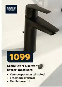 Megaflis Grohe Start S servant- batteri matt sort tilbud